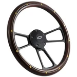 Chevrolet Steering Wheel, Real Mahogany 14" W/ Black Chevy Bowtie Horn. Fixed Price $185.99.
