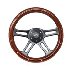 14" Billet Black Aluminum Steering Wheel W/real Mahogany Wood Rivet Half Wrap.... Fixed Price $199.98.