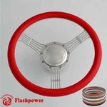 15.5'' Flashpower Billet Steering Wheels Red Half Wrap With Horn Button Adapter. Fixed Price $225.50.