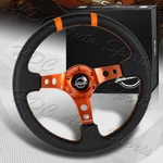 Nrg 350MM Black Leather Orange Stitch 3" Deep Dish Steering Wheel RST-016R-OR. Fixed Price $150.00.