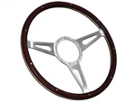 15" Polished 3-SPOKE Slotted 9-HOLE Steering Wheel W/ Espresso Wood Grip. Fixed Price $294.99.