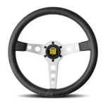 Momo Heritage Prototipo Steering Wheel 350MM Black Leather Silver Spokes Nfc. Fixed Price $272.53.