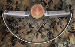 1957 Simca Vedette V-8 Chrome Steering Wheel Horn Trim Oem. Fixed Price $79.95.