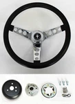 New! 1970 - 1973 Mustang Black Steering Wheel Grant 13 1/2" With Chrome Spokes. Fixed Price $119.92.