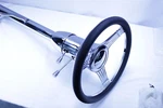 32" Street Hot Rod Chrome Tilt Steering Column Floor Shift With Banjo Wheel. Fixed Price $328.66.