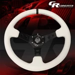 Nrg RST-006WT-B 350MM 3" Deep Dish White Leather+black Stripe Steering Wheel. Fixed Price $134.00.
