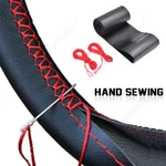 Cubierta De Volante Cuero Genuino Carro Coche Negro Con Agujas Hilo. Fixed Price $13.99.