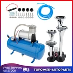 4 Trumpet Air Kit 150PSI Compressor Blue Tank Gauge Train Horns. Fixed Price $102.51.