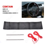 Black+red Genuine Leather Diy Car Steerings Wheel Cover With Needles And Thread. Fixed Price $13.99.