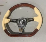 Steering Wheel Fits For Vw Wood Flat Beige Leather Beetle 1200 1300 1302 1303. Fixed Price $100.00.