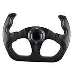 Universal Racing Steering Wheel, 6 Bolt Anti-slip Leather And Aluminum Gray. Fixed Price $32.80.