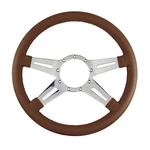 Lecarra Mark 9 Elegante 14 Caramel Leather Steering Wheel With Polished Spokes. Fixed Price $234.95.