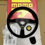 Momo Montecarlo 350MM Suede Thickened Spoke Yellow Stitch Sport Steering Wheel. Fixed Price $87.39.