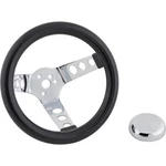 Speedway Motors Classic Hotrod 9-3/4" 3-SPOKE Black Steering Wheel W/ Holes. Fixed Price $51.99.