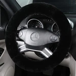 Fluffy Wool Sheepskin Fuzzy Black Car Steering Wheel Cover For Universal Auto.... Fixed Price $23.51.