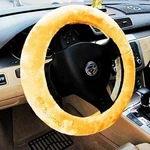 Zone Tech Beige Plush Sheepskin Comfortable Stretch Car Steering Wheel Cover. Fixed Price $14.99.