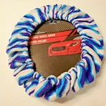 Drivers Choice Fabric Steering Wheel Cover Stretch Blue White Royal Stripes New. Fixed Price $10.98.