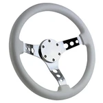 350MM Chrome Golf Cart Steering Wheel With White Grip And Horn Cover Plate. Fixed Price $121.52.
