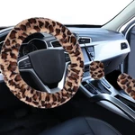 Accmor Fuzzy Car Steering Wheel Cover, Short Hair, Brown/dark Leopard. Fixed Price $14.39.