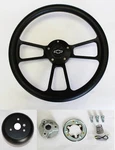 Nova Chevelle Monte Carlo Steering Wheel Black 14" Bowtie Cap. Fixed Price $222.06.