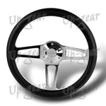 Premium Black Leather Grip W-power 350MM 6-HOLE Chrome Spoke 14" Steering Wheel. Fixed Price $109.50.