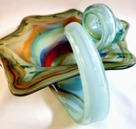 Genuine Murano Mcm Hand Blown Venetian Art Glass Horn Of Plenty Centerpiece Ooak. Fixed Price $110.00.