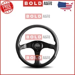 Momo Steering Wheel Tuner Black Leather Horn 350MM Dia 37MM Dish W/red Stitching. Fixed Price $244.95.