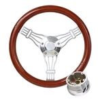 New World Motoring 14" Light Wood Steering Wheel W/chrome-plated Spokes Fits .... Fixed Price $179.99.