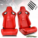Universal Pair Reclinable Red Pvc Leather Sport Racing Seats W/slider Left/right. Fixed Price $333.98.