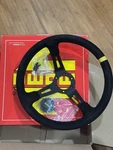 Momo Steering Wheel Mod Black Suede 350MM R1908/35S. Fixed Price $250.00.