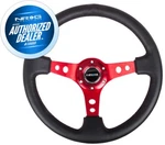 New Nrg Deep Dish Steering Wheel 350MM Black Leather Red Spoke 3" RST-006RD. Fixed Price $147.40.