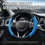 Black&blue Leather Steering Wheel Cover Universal 15 Inch Non-slip Protector. Fixed Price $22.99.