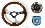 14" Chrome Wood Slotted Steering Wheel W/ Pontiac Firebird Horn Button - 6 Hole. Fixed Price $184.99.