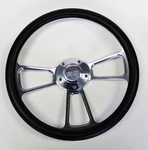 New Nova Chevelle Steering Wheel Black And Billet 14" Very Nice Ss Center Cap. Fixed Price $211.57.