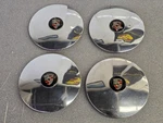 Set Used Original Genuine Porsche 356C 911 912 914-6 Chrome Wheel Center Caps. Fixed Price $175.00.