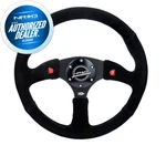 Nrg Reinforced 350MM 2.5 Deep Steering Wheel Suede W/ Dual Button RST-023D-S. Fixed Price $180.00.