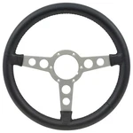 Lecarra Trans Am 14 Steering Wheel; Silver Spokes; Black Full Wrap Leather Grip. Fixed Price $234.99.