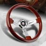 350MM Class Dark Wood Grip 6-HOLE Chrome 3-SPOKE Steering Wheel Universal. Fixed Price $59.99.