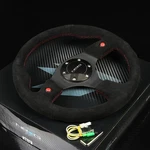 Nrg 320MM 6-HOLES Bolts 2-HORN Buttons Style Steering Wheel Black Suede Grip. Fixed Price $134.00.
