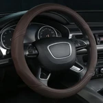 Alemodr Brown Leather Steering Wheel Cover Universal 15 Inch. Fixed Price $34.35.