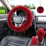 Wenmei 4PCS Set Fluffy Steering Wheel Covers With Handbrake Cover&gear Wine Red. Fixed Price $17.70.