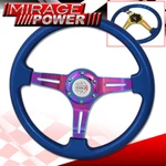 350MM Steering Wheel Metallic Blue Neo Chrome Spoke Deep Dish Typer. Fixed Price $41.99.
