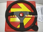 Momo Montecarlo 350MM 14' Suede Thickened Spoke Red Stitch Sport Steering Wheel. Fixed Price $101.57.