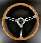 3 Spokes Deep Classic Finger Grip Woodgrain Steering Wheel W/ Red Horn Buttom. Fixed Price $79.99.