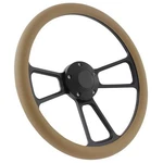 Forever Sharp 14" Black Billet Muscle 5 Bolt Steering Wheel With Tan Vinyl Half. Fixed Price $106.99.