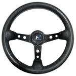 14" Full Carbon Fiber Racing Black Steering Wheel 3" Deep Dish With Horn Button. Fixed Price $134.99.
