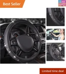 Bling Diamond Black Leather Steering Wheel Cover, Studded Crystal Rhinestones.... Fixed Price $37.78.