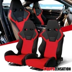 Universal Reclinable Bucket Sport Racing Seats Black Red Suede Stitch+slider. Fixed Price $438.99.