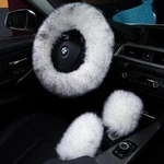 3PCS Set Fashion Fluffy Fuzzy Fur Soft Car Long Wool, White Black Tip. Fixed Price $23.19.
