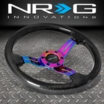 Nrg 350MM 1.5"DEEP Dish Neo Chrome Spoke Glossy Carbon Fiber Grip Steering Wheel. Fixed Price $320.00.
